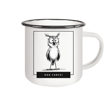 James Hunter - Nature and Beyond Trinkgefäße White / 300ml Hoo Cares ? - Emaille Tasse (Black)