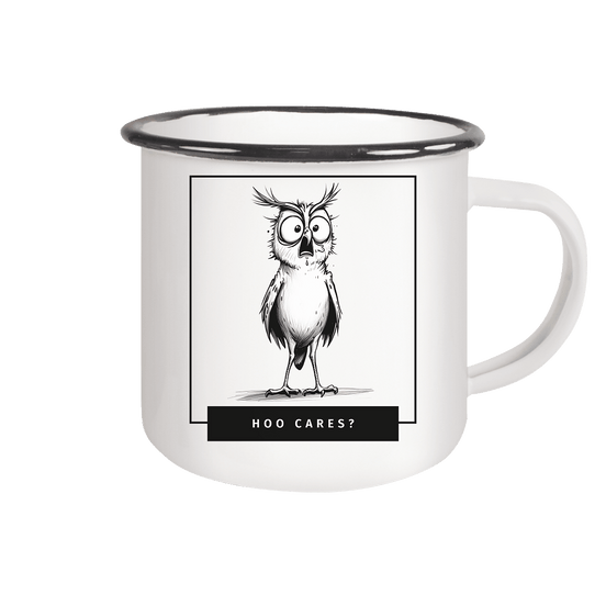 James Hunter - Nature and Beyond Trinkgefäße White / 300ml Hoo Cares ? - Emaille Tasse (Black)