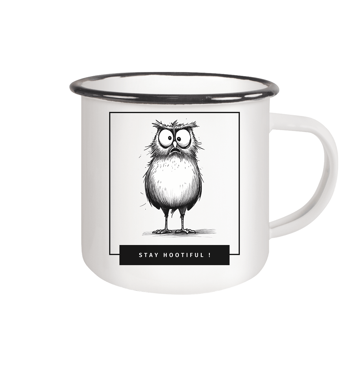 James Hunter - Nature and Beyond Trinkgefäße White / 300ml Stay Hootiful ! - Emaille Tasse (Black)