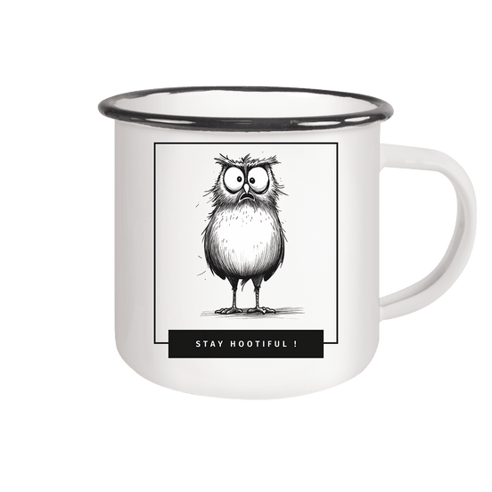 James Hunter - Nature and Beyond Trinkgefäße White / 300ml Stay Hootiful ! - Emaille Tasse (Black)