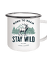 James Hunter - Nature and Beyond Trinkgefäße White / 300ml Stay Wild — Born to Roam  - Emaille Tasse (Black)