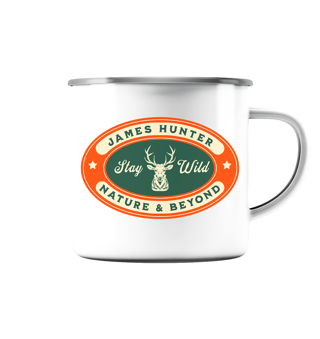 James Hunter - Nature and Beyond Trinkgefäße White glossy / 300ml Stay Wild - Emaille Tasse (Silber)