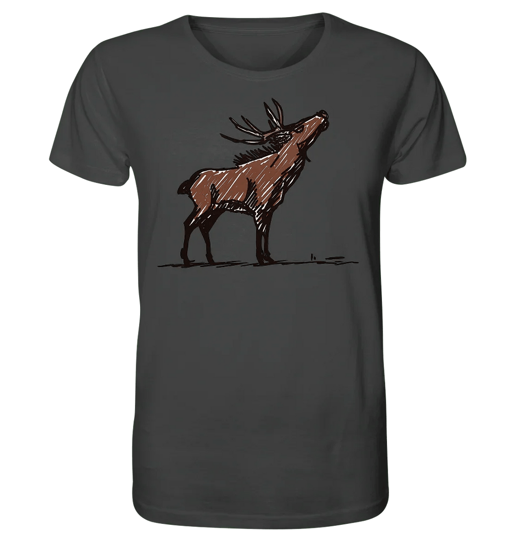 James Hunter - Nature and Beyond Unisex-Shirts Anthracite / XS Charming Deer Pencil Design - Organic Shirt