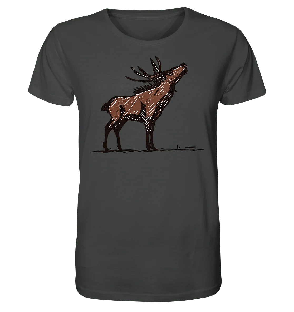 James Hunter - Nature and Beyond Unisex-Shirts Anthracite / XS Charming Deer Pencil Design - Organic Shirt