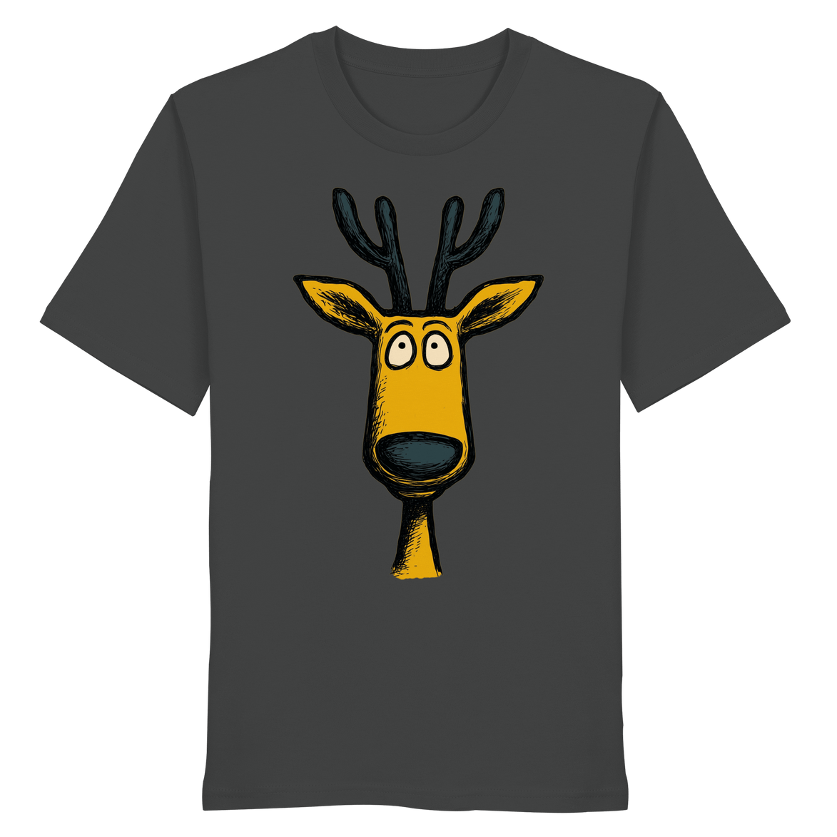 James Hunter - Nature and Beyond Unisex-Shirts Anthracite / XS Deer Caricature - Organic Shirt