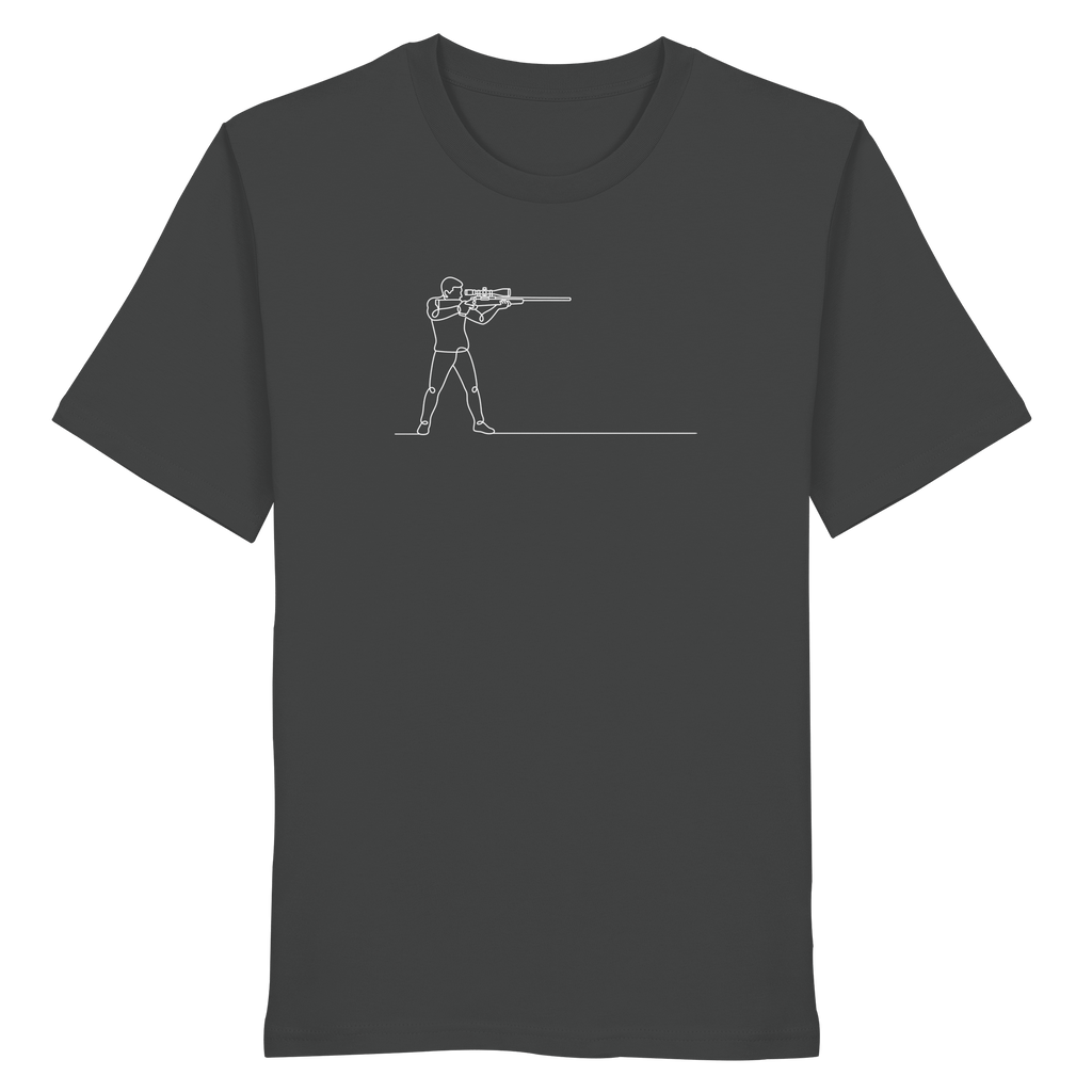 James Hunter - Nature and Beyond Unisex-Shirts Anthracite / XS Minimalist Hunter with Rifle - Organic Shirt