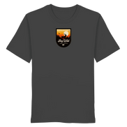James Hunter - Nature and Beyond Unisex-Shirts Anthracite / XS Stay Wild – Sunset Deer Badge - Organic Shirt