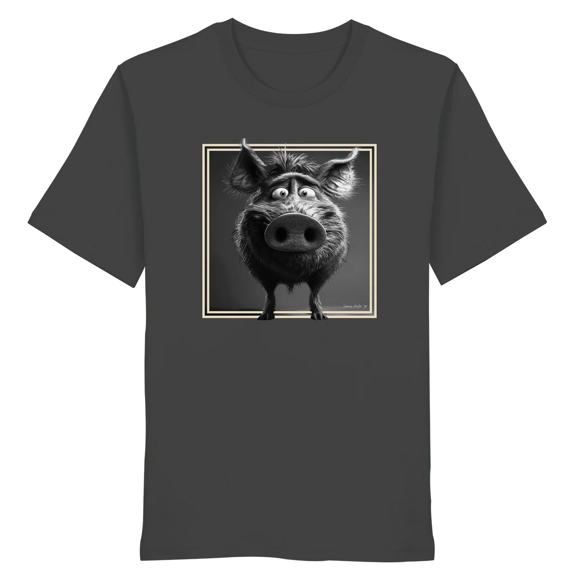 James Hunter - Nature and Beyond Unisex-Shirts Anthracite / XS The Stare-Down — Wild Boar Organic T-Shirt 1.0 - Organic Shirt