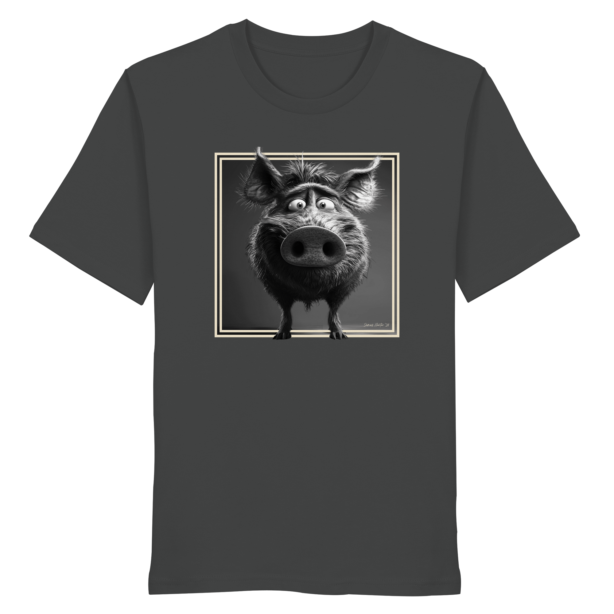 James Hunter - Nature and Beyond Unisex-Shirts Anthracite / XS The Stare-Down — Wild Boar Organic T-Shirt 1.0 - Organic Shirt