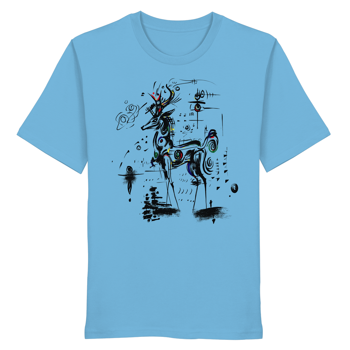 James Hunter - Nature and Beyond Unisex-Shirts Aqua Blue / XS Shadow Stag — Art Collection Organic T-Shirt No. 6 - Organic Shirt