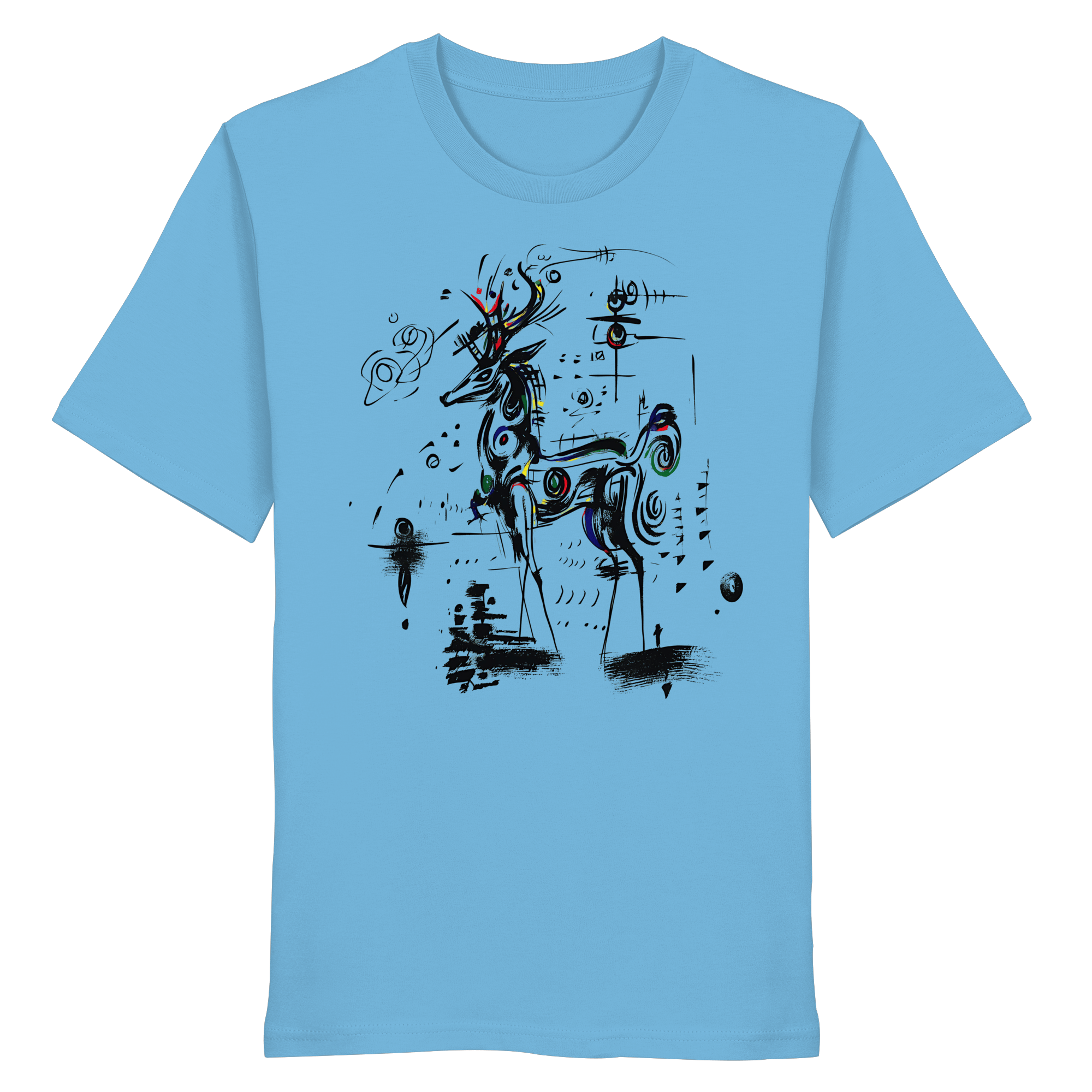 James Hunter - Nature and Beyond Unisex-Shirts Aqua Blue / XS Shadow Stag — Art Collection Organic T-Shirt No. 6 - Organic Shirt