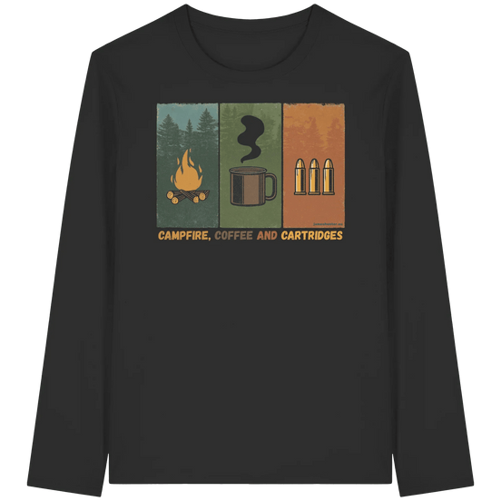 James Hunter - Nature and Beyond Unisex-Shirts Black / XS Coffe, Campfire and Cartridges - Organic Longsleeve T-Shirt