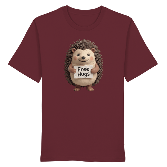 James Hunter - Nature and Beyond Unisex-Shirts Burgundy / XS Free Hugs - Organic Shirt