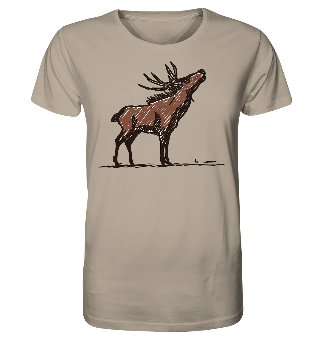 James Hunter - Nature and Beyond Unisex-Shirts Desert Dust / XS Charming Deer Pencil Design - Organic Shirt