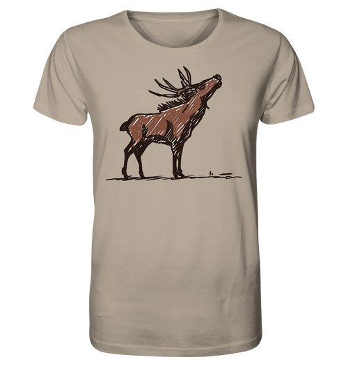 James Hunter - Nature and Beyond Unisex-Shirts Desert Dust / XS Charming Deer Pencil Design - Organic Shirt