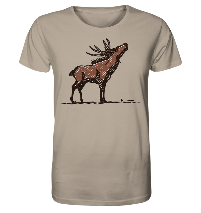 James Hunter - Nature and Beyond Unisex-Shirts Desert Dust / XS Charming Deer Pencil Design - Organic Shirt