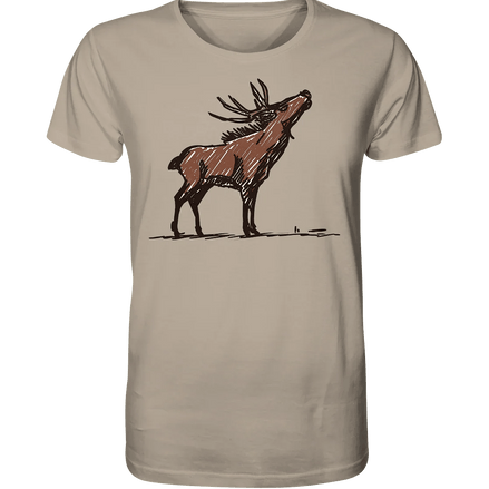 James Hunter - Nature and Beyond Unisex-Shirts Desert Dust / XS Charming Deer Pencil Design - Organic Shirt