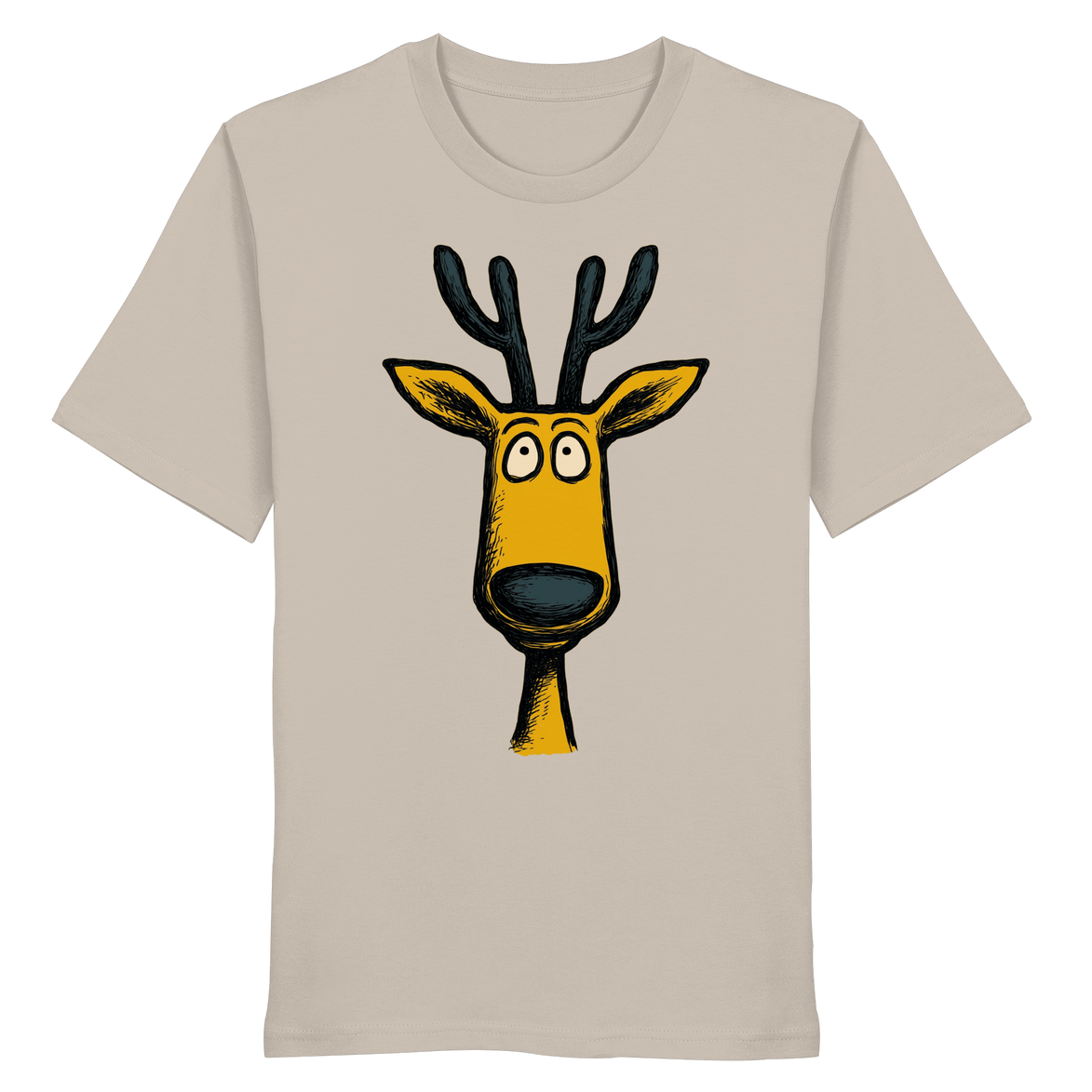James Hunter - Nature and Beyond Unisex-Shirts Desert Dust / XS Deer Caricature - Organic Shirt