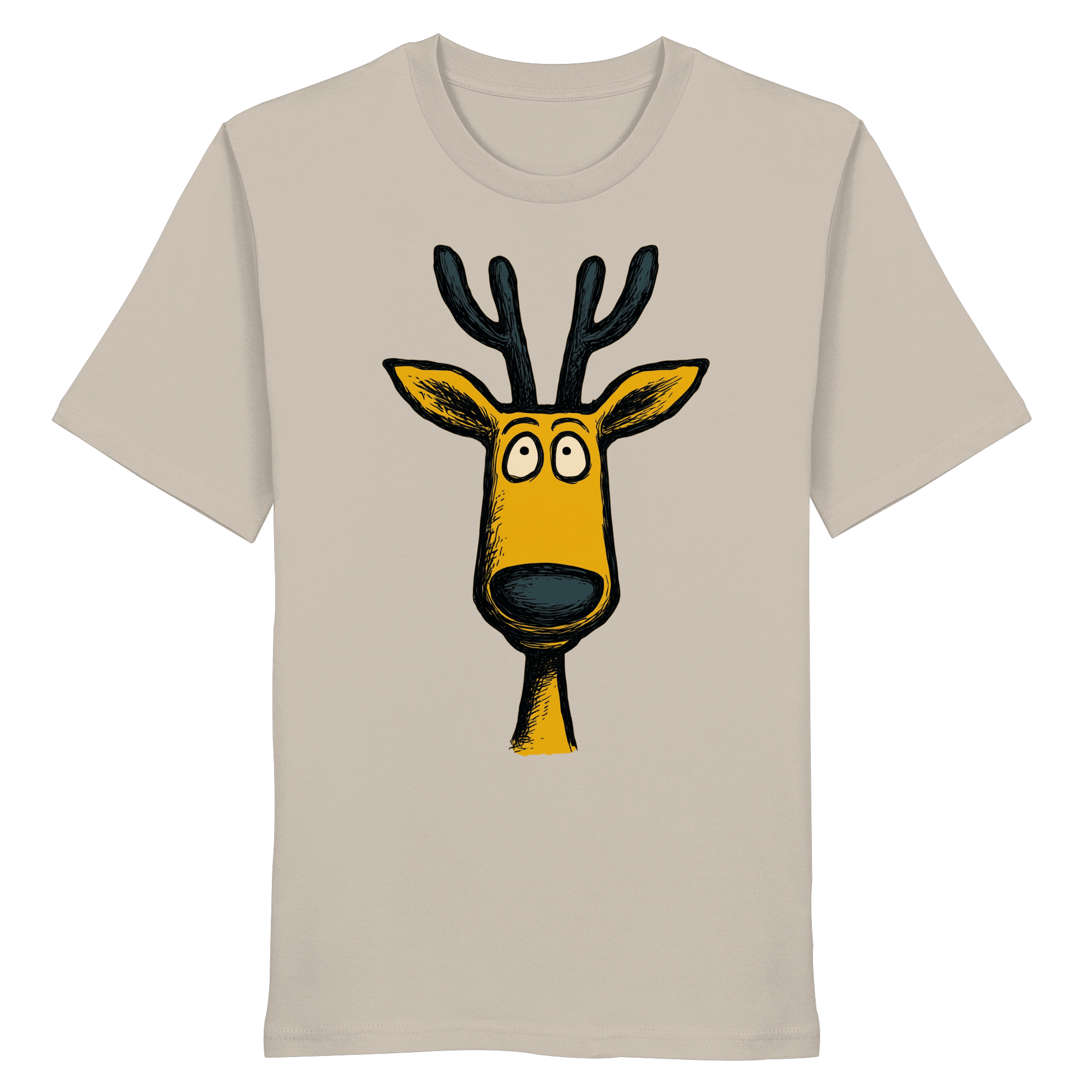James Hunter - Nature and Beyond Unisex-Shirts Desert Dust / XS Deer Caricature - Organic Shirt