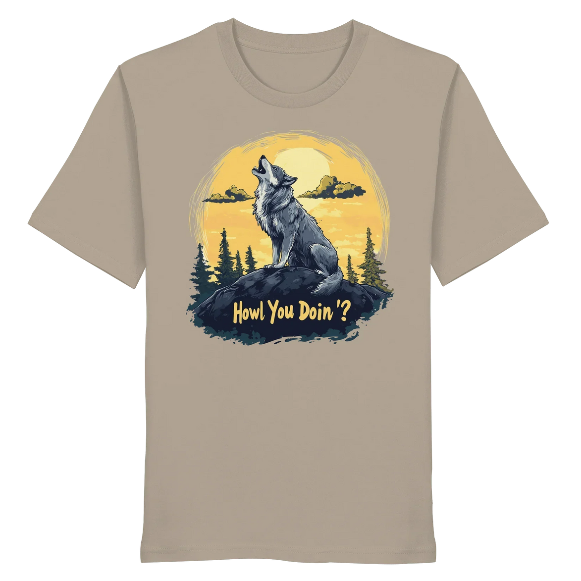 James Hunter - Nature and Beyond Unisex-Shirts Desert Dust / XS Howl You Doin' ? - Organic Shirt