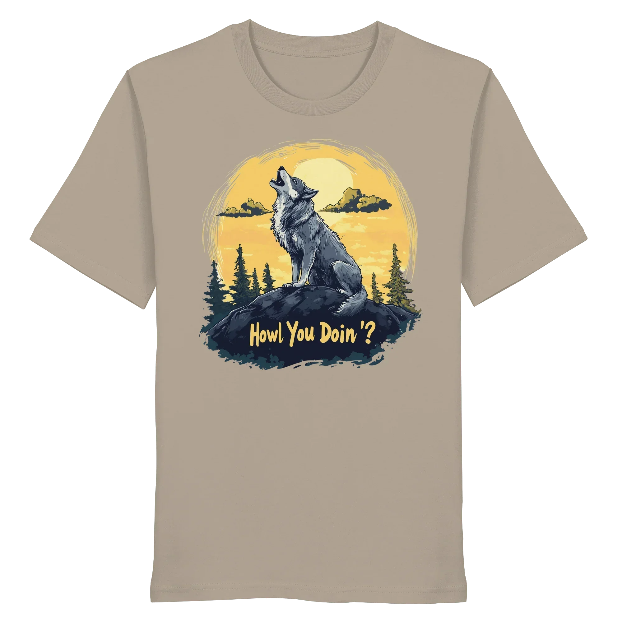James Hunter - Nature and Beyond Unisex-Shirts Desert Dust / XS Howl You Doin' ? - Organic Shirt