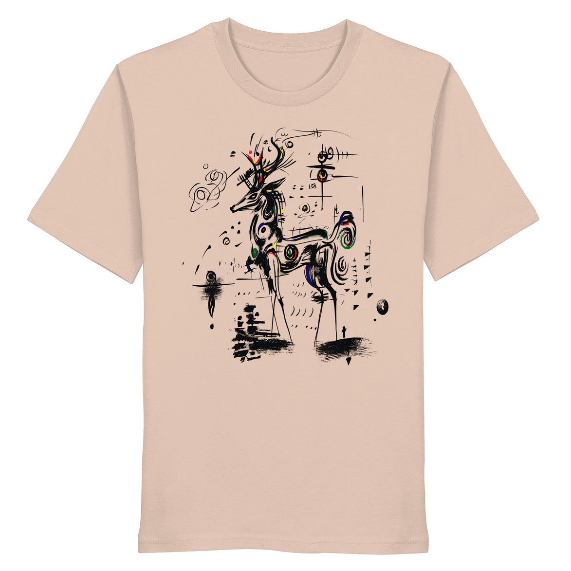 James Hunter - Nature and Beyond Unisex-Shirts Fraiche Peche / XS Shadow Stag — Art Collection Organic T-Shirt No. 6 - Organic Shirt