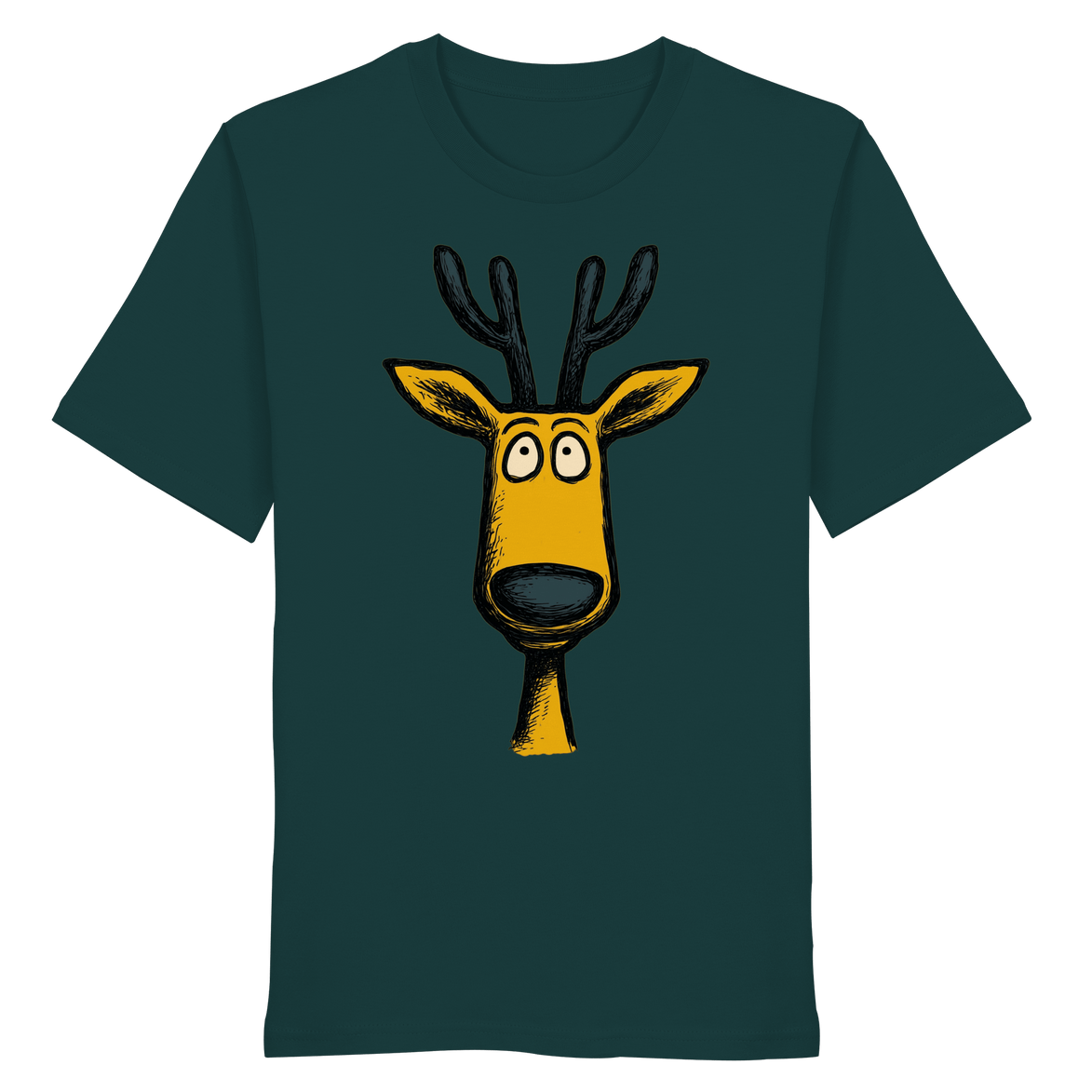 James Hunter - Nature and Beyond Unisex-Shirts Glazed Green / XS Deer Caricature - Organic Shirt