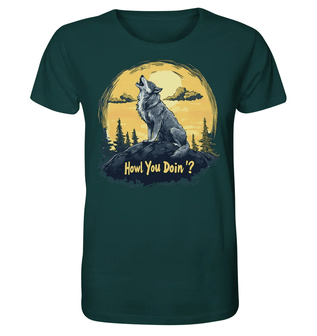 James Hunter - Nature and Beyond Unisex-Shirts Glazed Green / XS Howl You Doin' ? - Organic Shirt