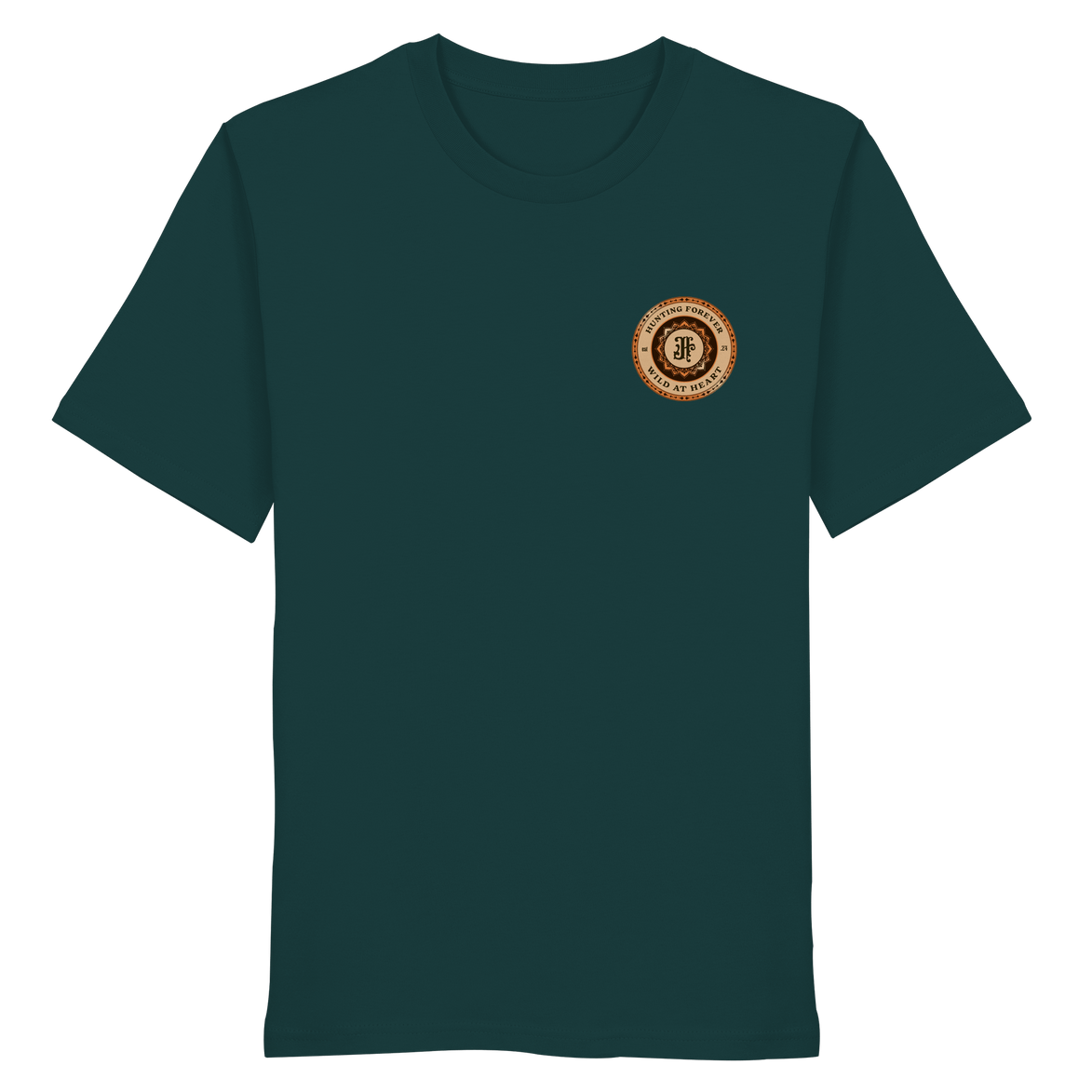 James Hunter - Nature and Beyond Unisex-Shirts Glazed Green / XS Hunting Forever Badge Orange / Brown - Organic Shirt