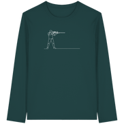 James Hunter - Nature and Beyond Unisex-Shirts Glazed Green / XS Minimalist Hunter with Rifle - Organic Longsleeve T-Shirt