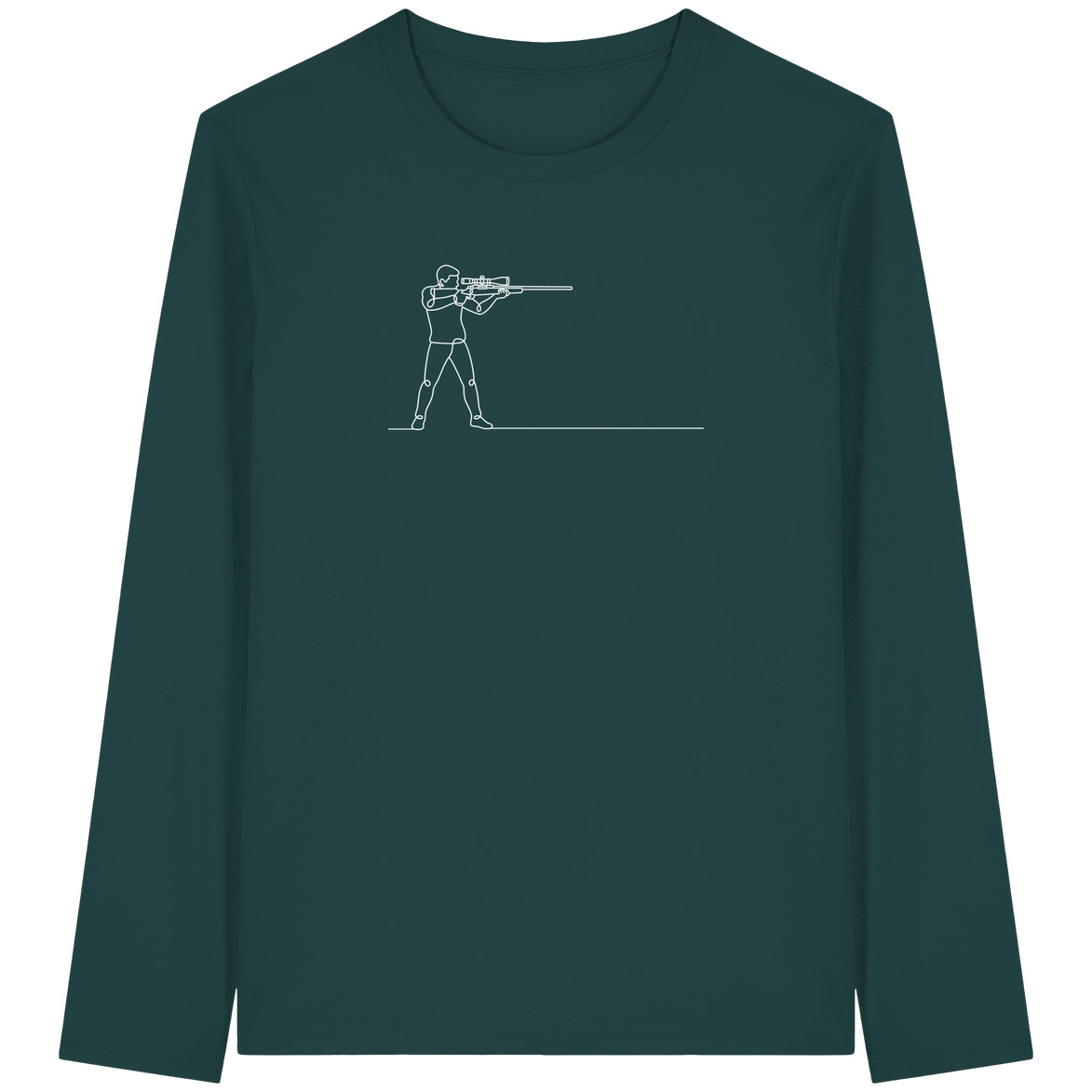 James Hunter - Nature and Beyond Unisex-Shirts Glazed Green / XS Minimalist Hunter with Rifle - Organic Longsleeve T-Shirt