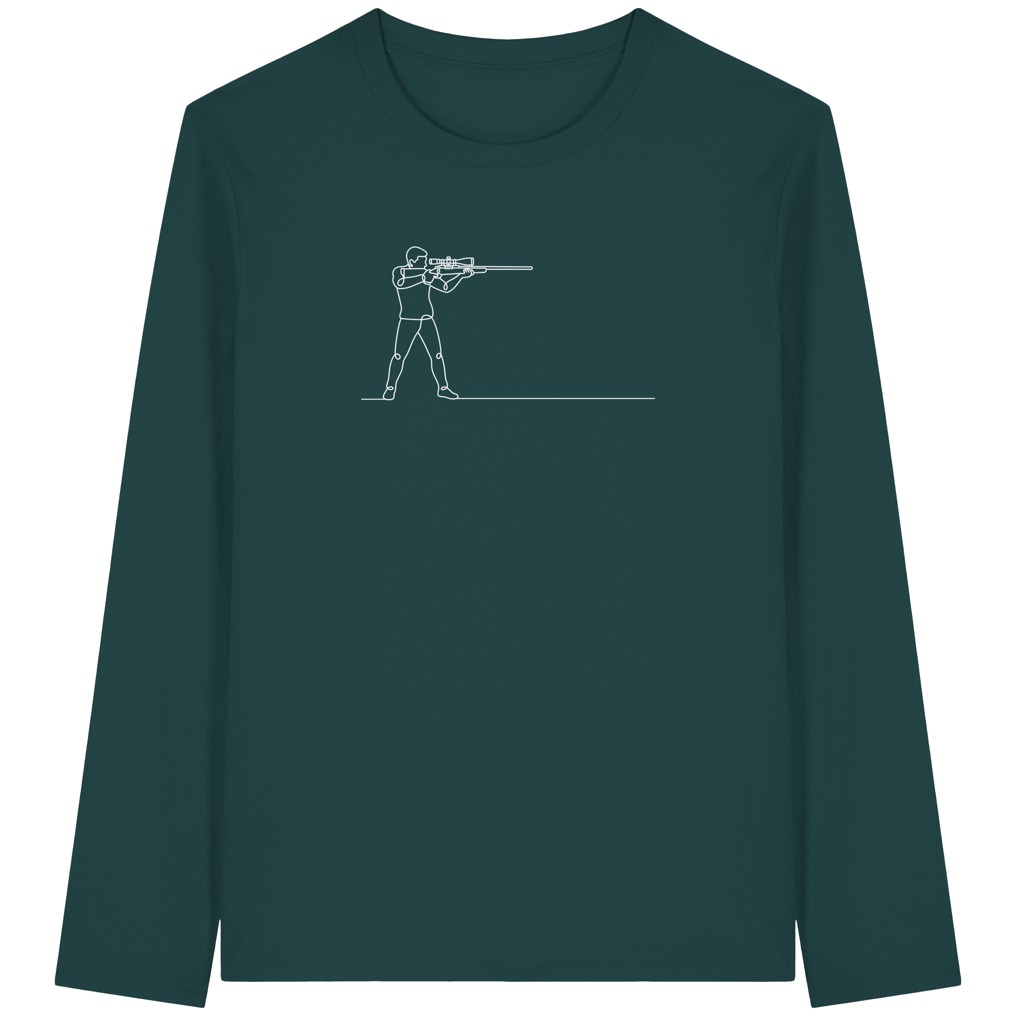 James Hunter - Nature and Beyond Unisex-Shirts Glazed Green / XS Minimalist Hunter with Rifle - Organic Longsleeve T-Shirt