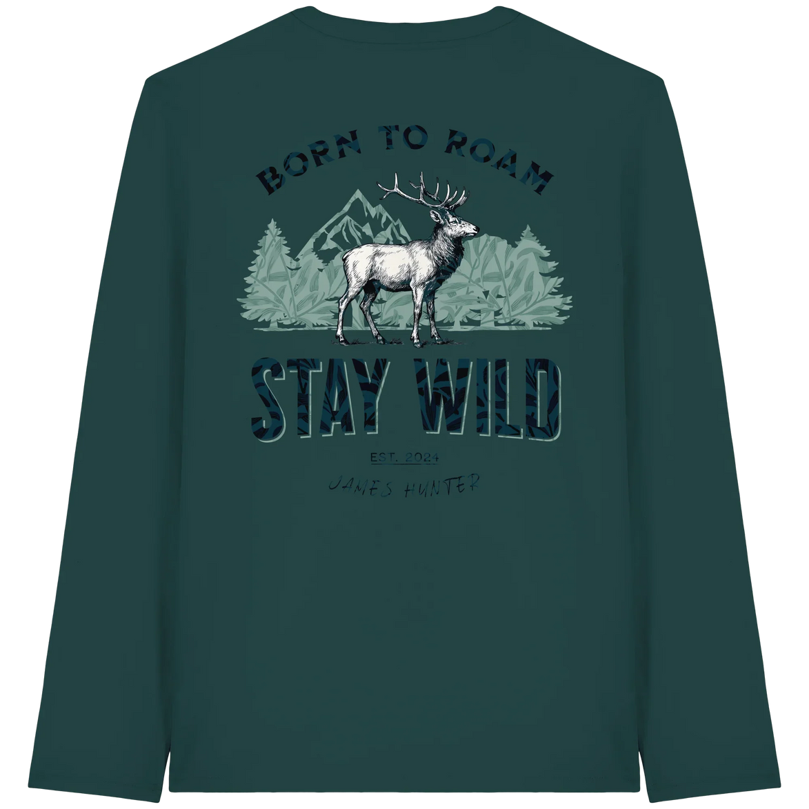 James Hunter - Nature and Beyond Unisex-Shirts Glazed Green / XS Stay Wild — Born to Roam Organic Longsleeve