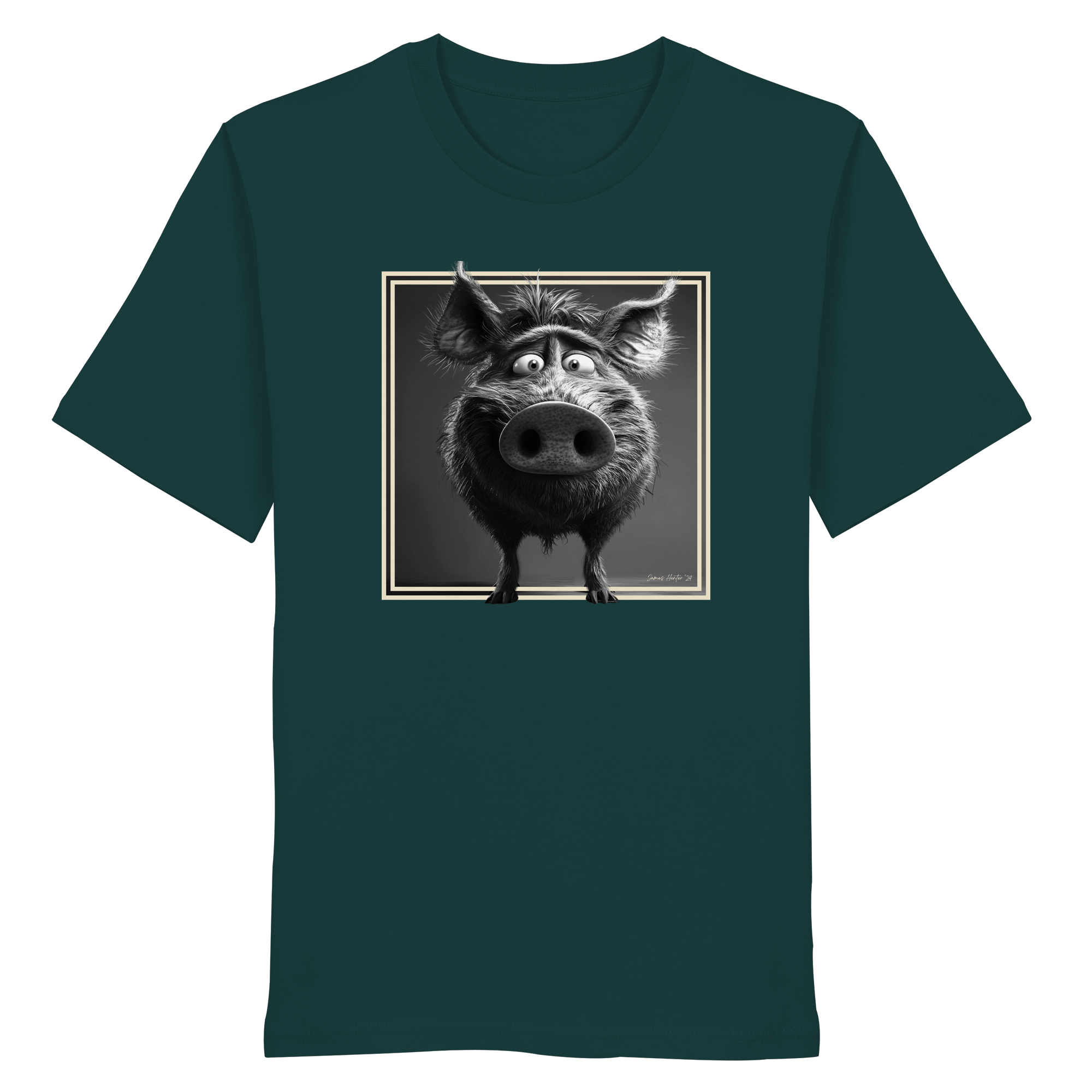 James Hunter - Nature and Beyond Unisex-Shirts Glazed Green / XS The Stare-Down — Wild Boar Organic T-Shirt 1.0 - Organic Shirt