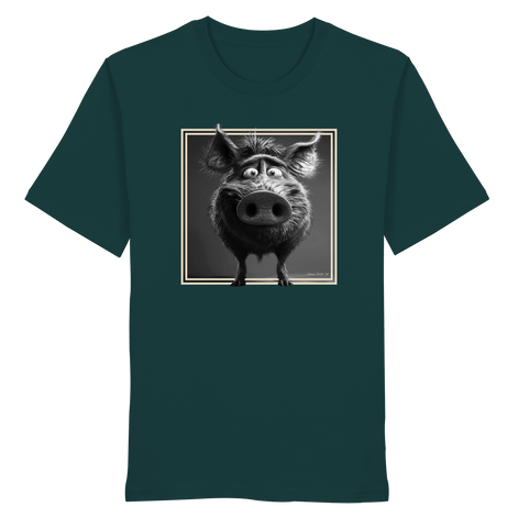 James Hunter - Nature and Beyond Unisex-Shirts Glazed Green / XS The Stare-Down — Wild Boar Organic T-Shirt 1.0 - Organic Shirt