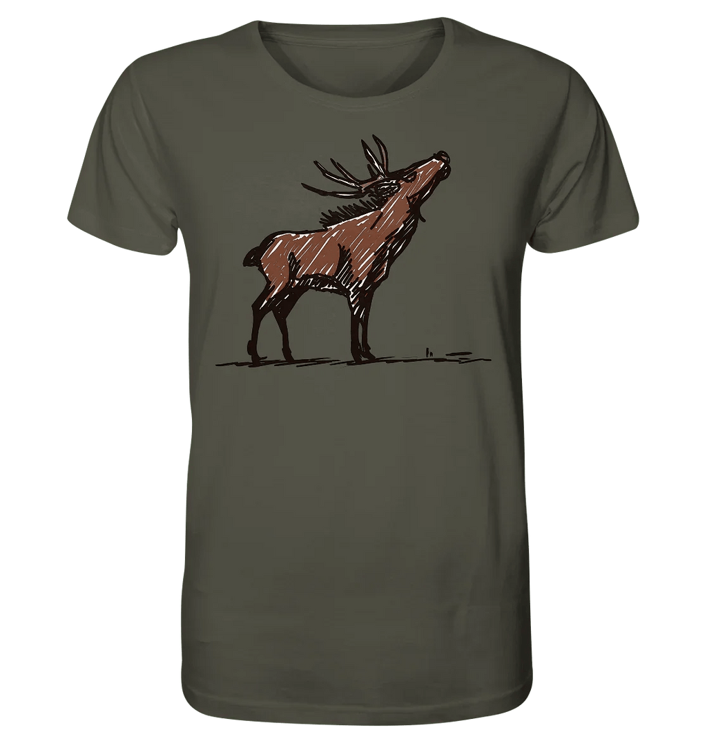 James Hunter - Nature and Beyond Unisex-Shirts Khaki / XS Charming Deer Pencil Design - Organic Shirt