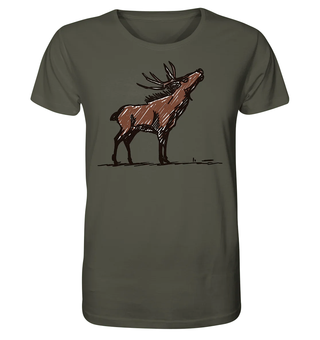 James Hunter - Nature and Beyond Unisex-Shirts Khaki / XS Charming Deer Pencil Design - Organic Shirt