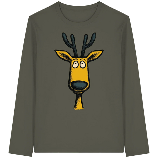 James Hunter - Nature and Beyond Unisex-Shirts Khaki / XS Deer Caricature - Organic Longsleeve T-Shirt