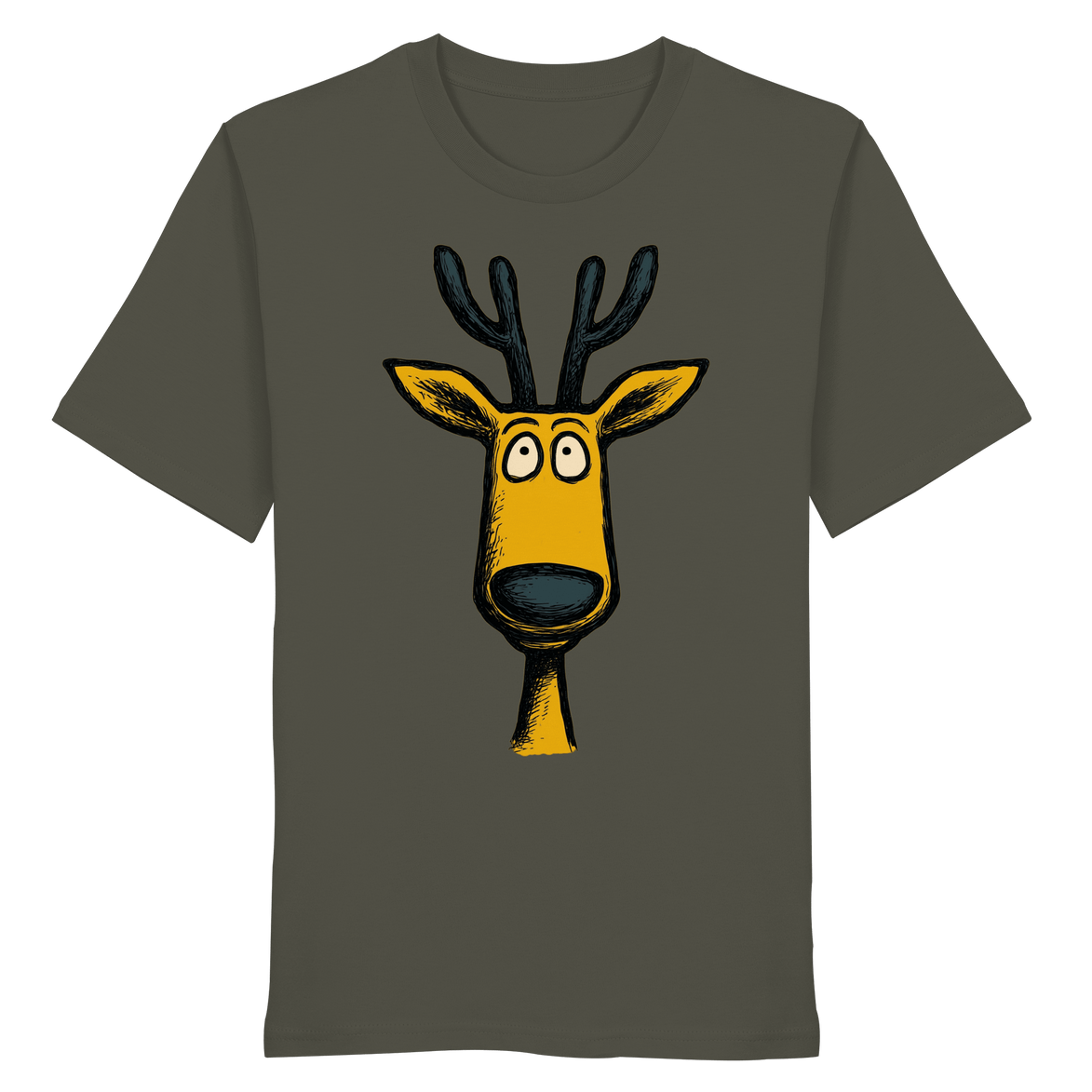 James Hunter - Nature and Beyond Unisex-Shirts Khaki / XS Deer Caricature - Organic Shirt