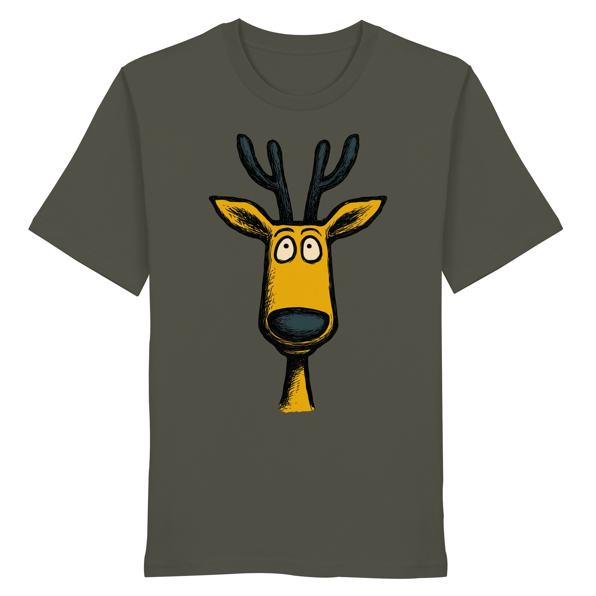 James Hunter - Nature and Beyond Unisex-Shirts Khaki / XS Deer Caricature - Organic Shirt