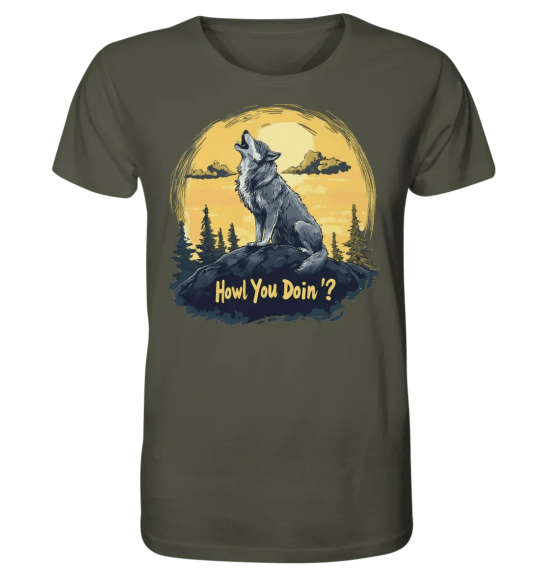 James Hunter - Nature and Beyond Unisex-Shirts Khaki / XS Howl You Doin' ? - Organic Shirt