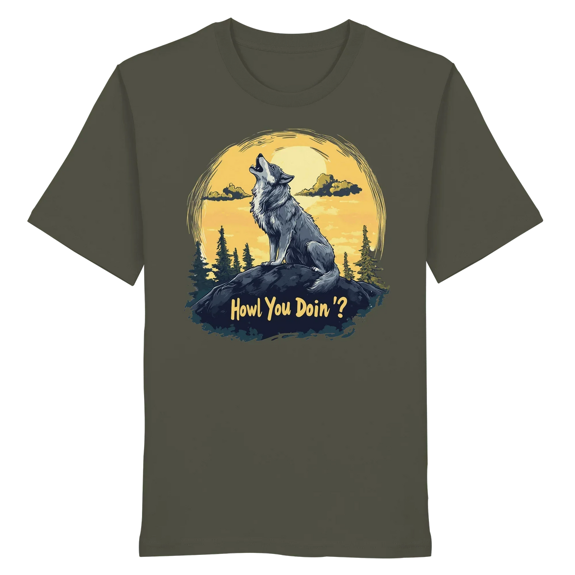 James Hunter - Nature and Beyond Unisex-Shirts Khaki / XS Howl You Doin' ? - Organic Shirt