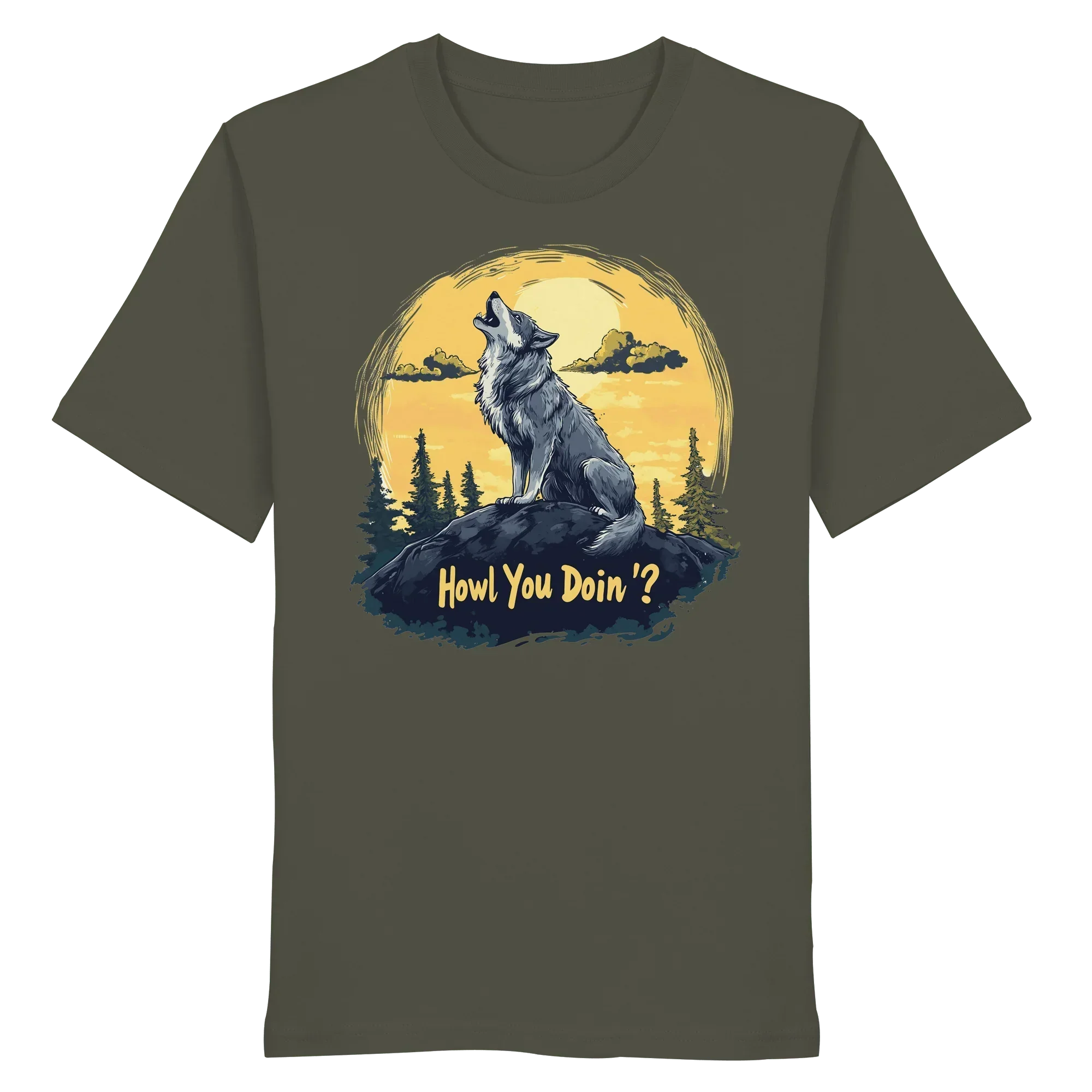 James Hunter - Nature and Beyond Unisex-Shirts Khaki / XS Howl You Doin' ? - Organic Shirt