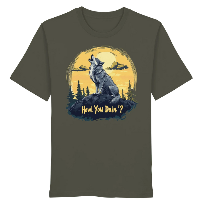 James Hunter - Nature and Beyond Unisex-Shirts Khaki / XS Howl You Doin' ? - Organic Shirt