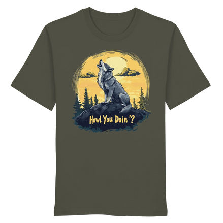 James Hunter - Nature and Beyond Unisex-Shirts Khaki / XS Howl You Doin' ? - Organic Shirt