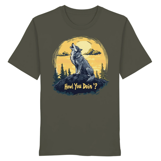 James Hunter - Nature and Beyond Unisex-Shirts Khaki / XS Howl You Doin' ? - Organic Shirt