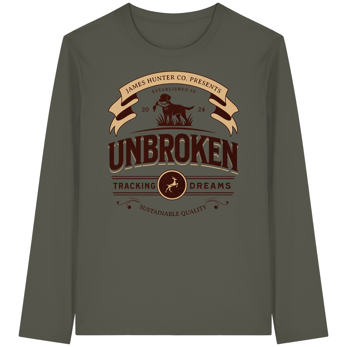 James Hunter - Nature and Beyond Unisex-Shirts Khaki / XS J. H. Unbroken - Tracking Dreams - Organic Longsleeve T-Shirt