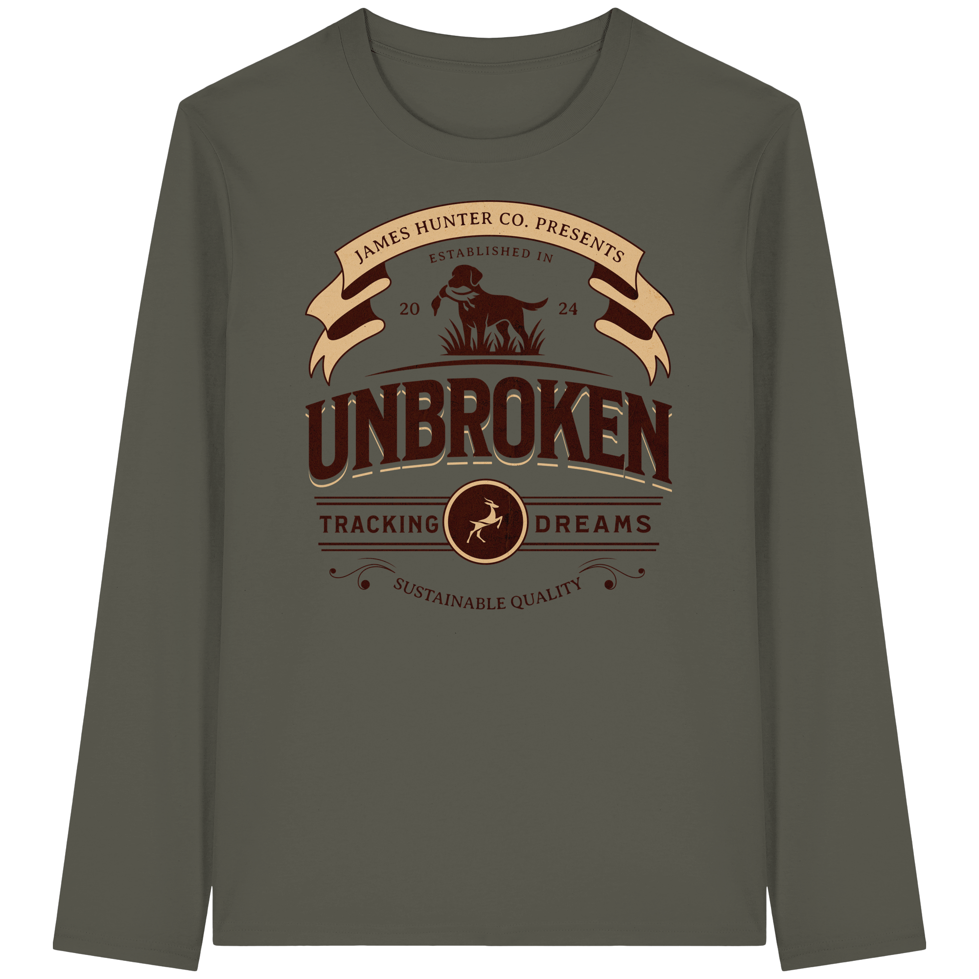 James Hunter - Nature and Beyond Unisex-Shirts Khaki / XS J. H. Unbroken - Tracking Dreams - Organic Longsleeve T-Shirt
