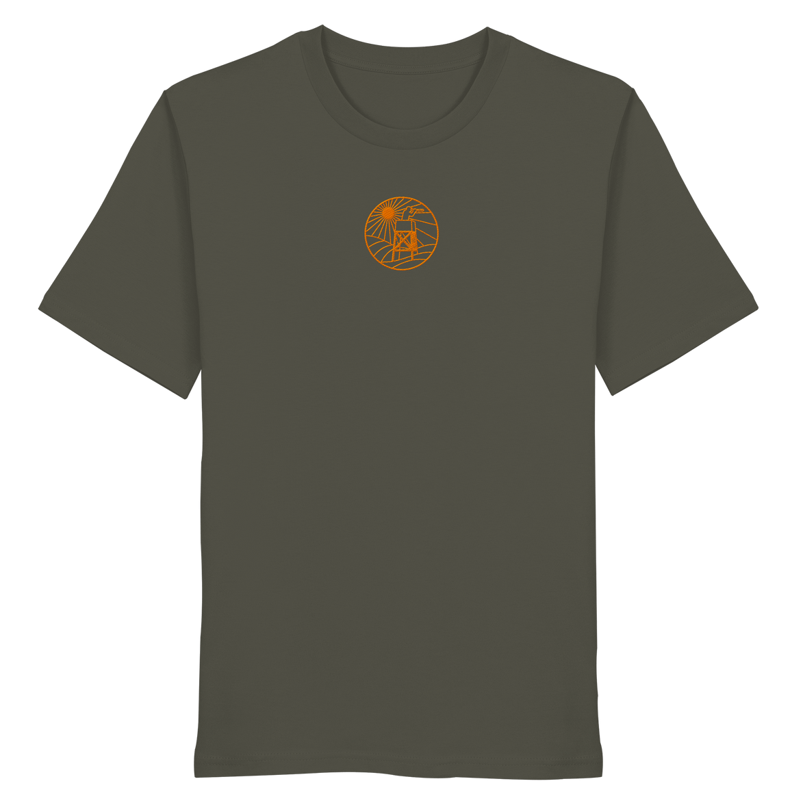 James Hunter - Nature and Beyond Unisex-Shirts Khaki / XS Man on Platform (embroidery)  - Organic Shirt