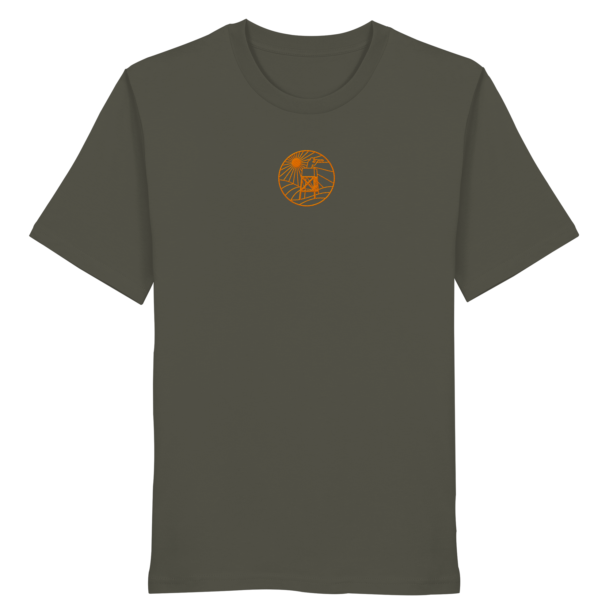 James Hunter - Nature and Beyond Unisex-Shirts Khaki / XS Man on Platform (embroidery)  - Organic Shirt